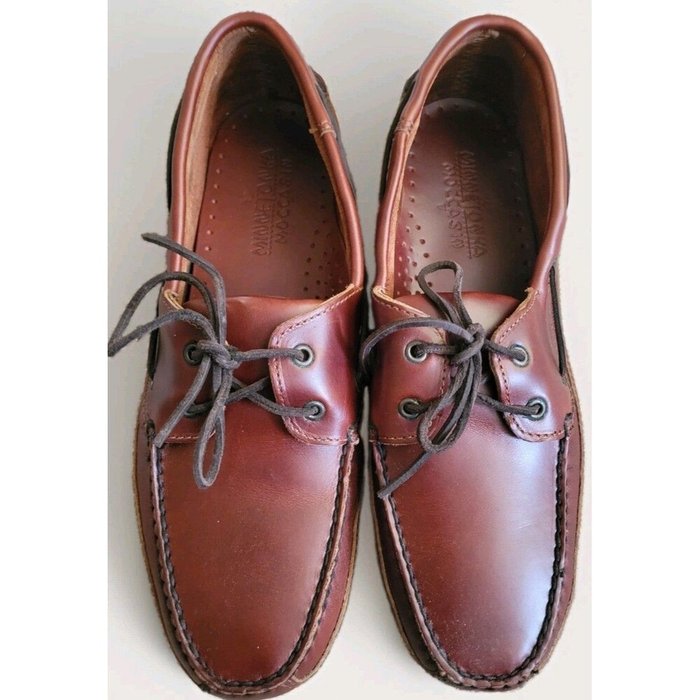 Minnetonka Moccasin Mens 12 BROWN LEATHER WITH SOLE STYLE # 878 Comfort